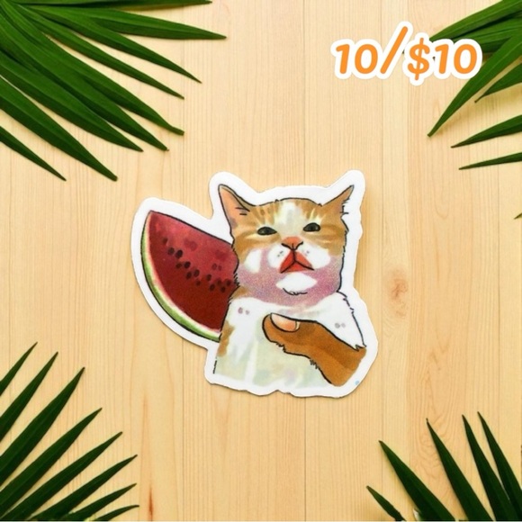 Cat With Watermelon Sticker – 1.5” - Picture 1 of 1